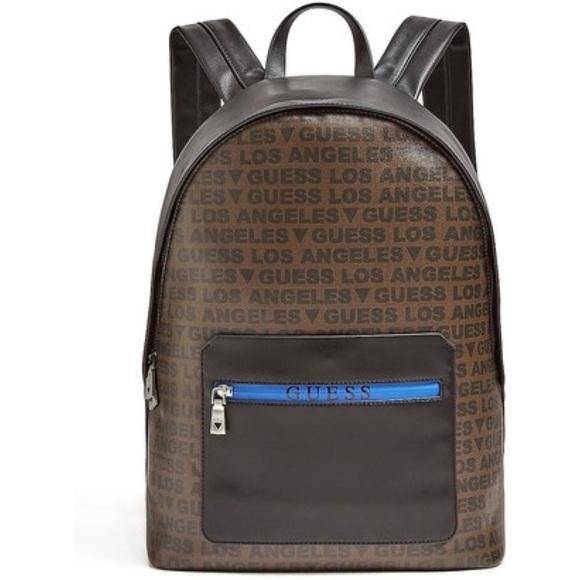New GUESS Dan LA Logo Mens Brown Backpack - Picture 1 of 2